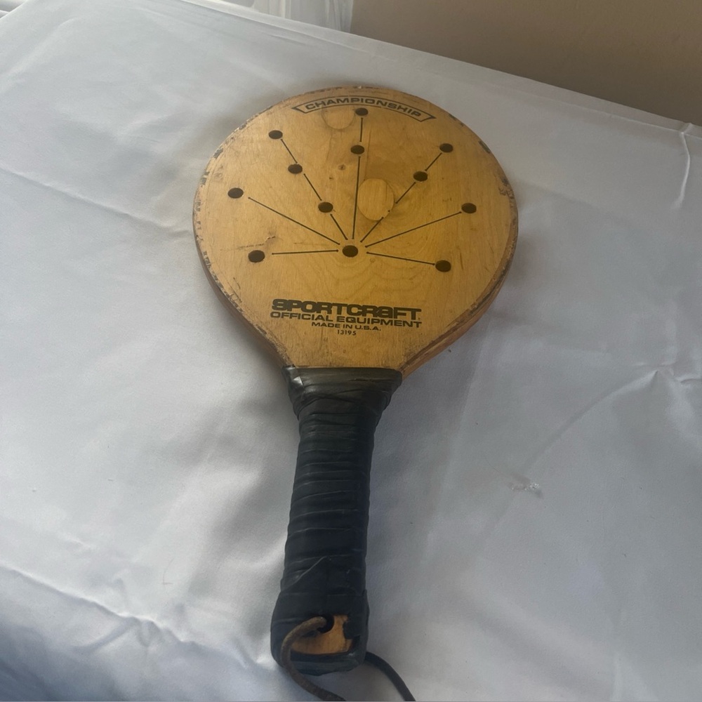 Vintage Retro Game Sportcraft Wooden Paddle Rallyball Paddleball Made in the USA